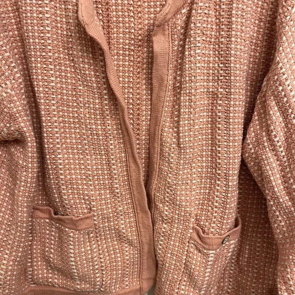 J. Crew pink and cream knit cardigan size XL - Picture 3 of 7